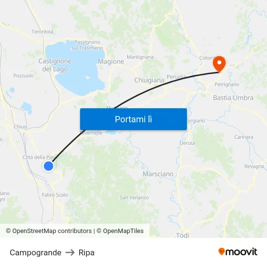 Campogrande to Ripa map