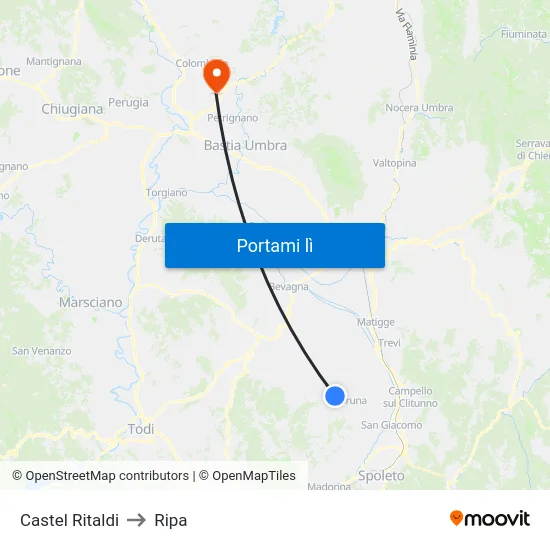 Castel Ritaldi to Ripa map