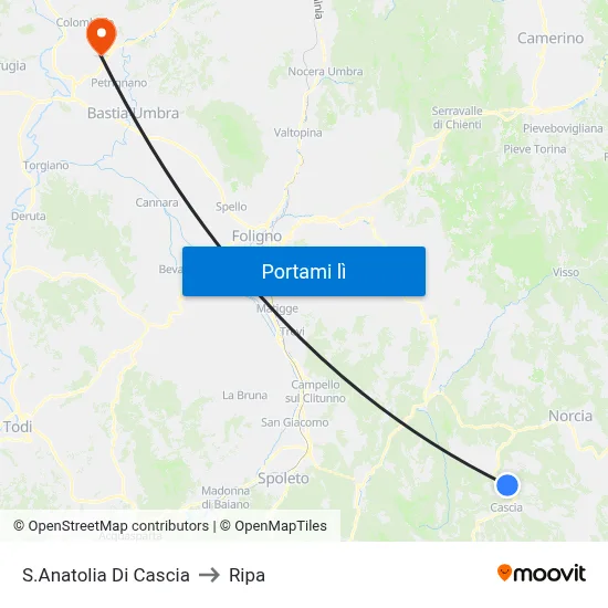 S.Anatolia Di Cascia to Ripa map