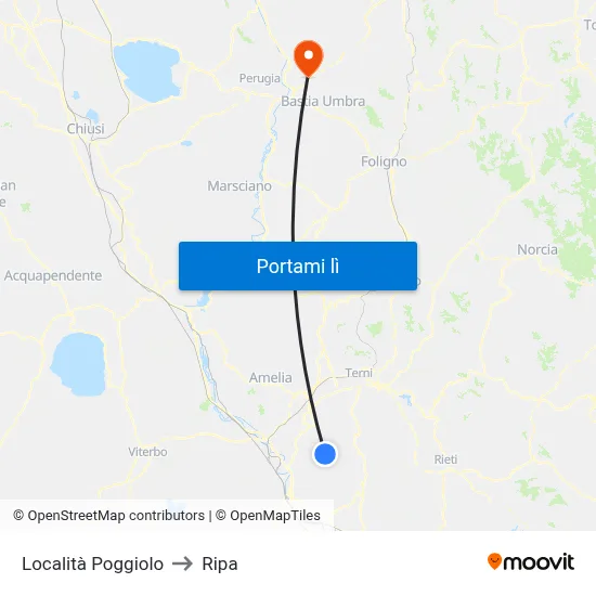 Località Poggiolo to Ripa map