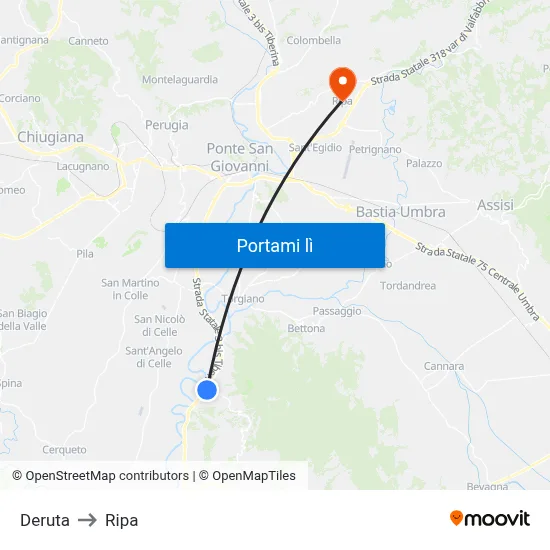 Deruta to Ripa map