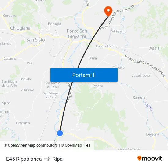 E45 Ripabianca to Ripa map