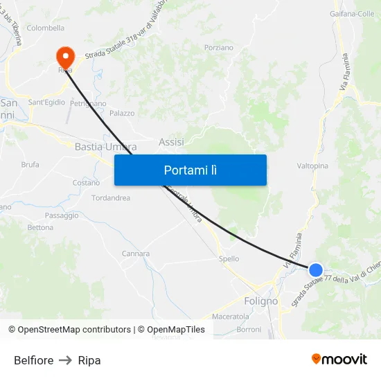 Belfiore to Ripa map