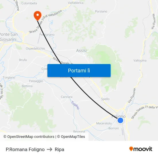 P.Romana Foligno to Ripa map