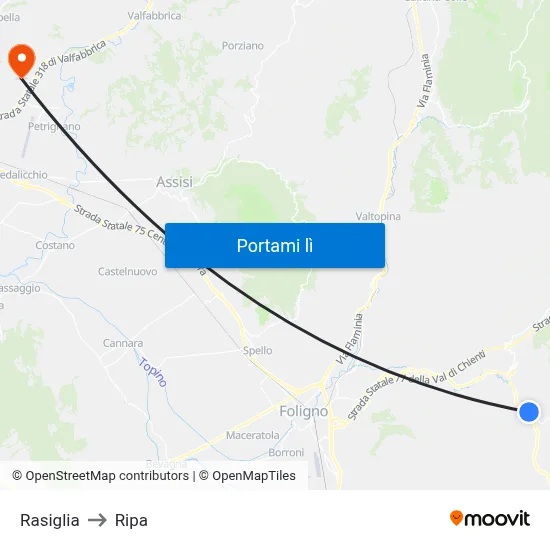 Rasiglia to Ripa map