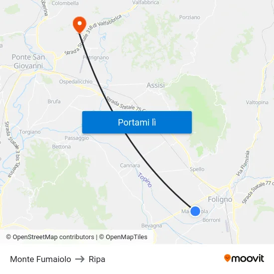 Monte Fumaiolo to Ripa map