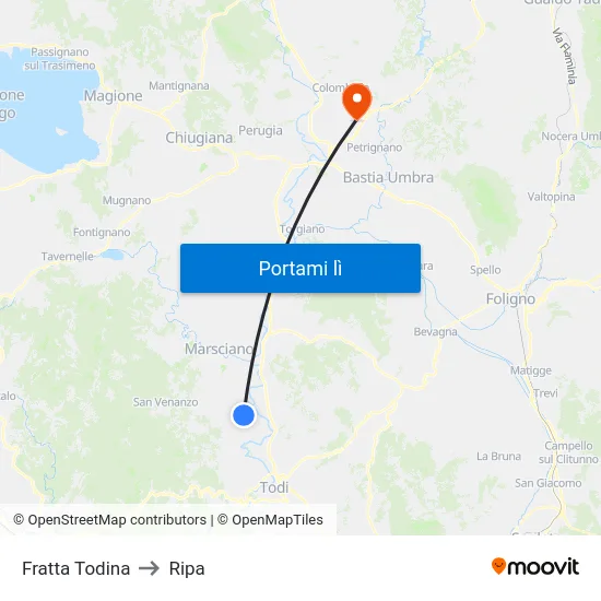 Fratta Todina to Ripa map