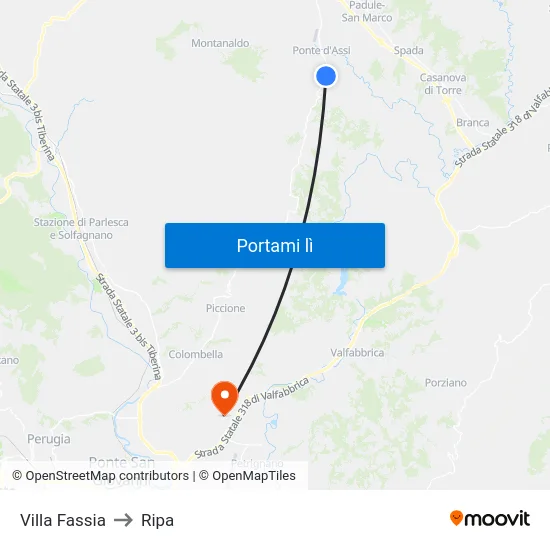 Villa Fassia to Ripa map