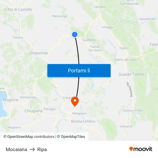 Mocaiana to Ripa map