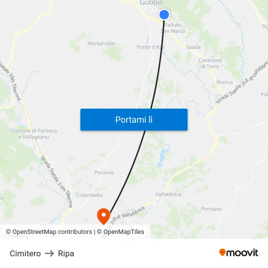 Cimitero to Ripa map