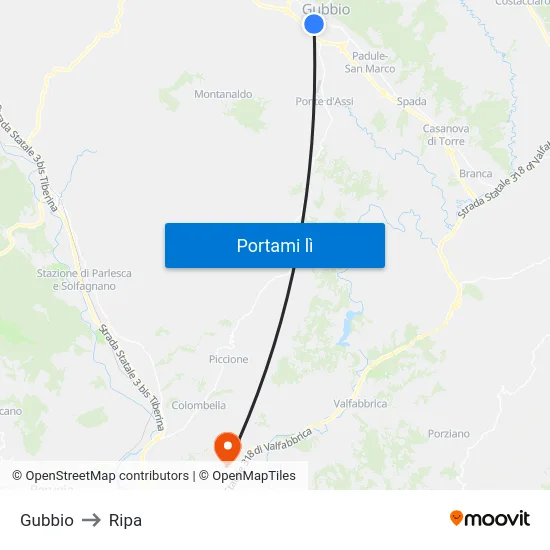 Gubbio to Ripa map