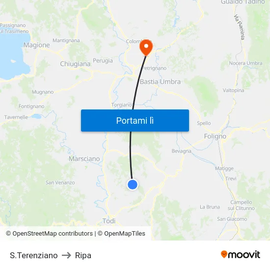 S.Terenziano to Ripa map