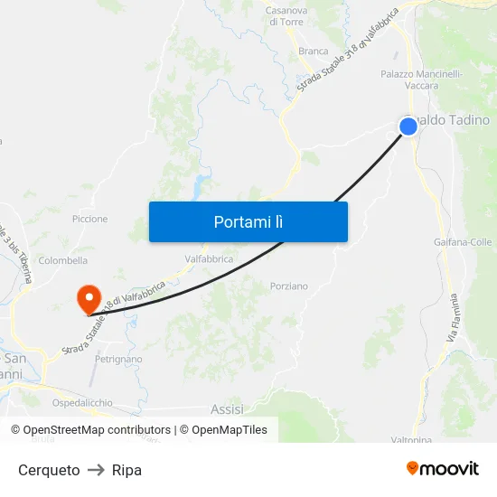Cerqueto to Ripa map