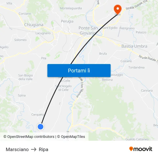 Marsciano to Ripa map