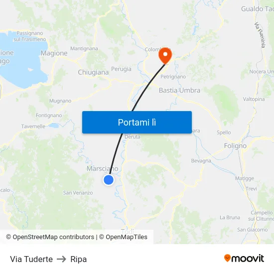 Via Tuderte to Ripa map