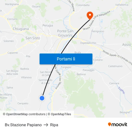 Bv.Stazione Papiano to Ripa map