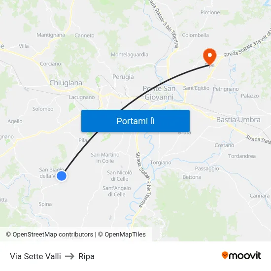 Via Sette Valli to Ripa map