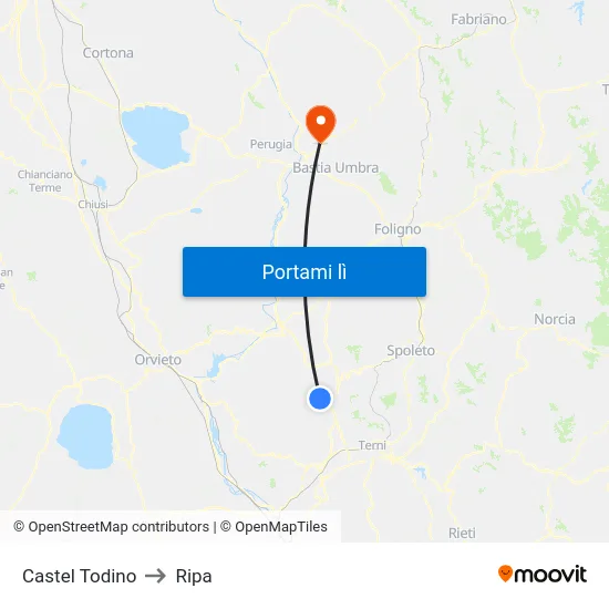 Castel Todino to Ripa map