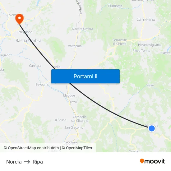 Norcia to Ripa map