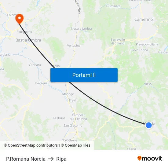 P.Romana Norcia to Ripa map