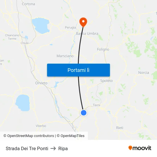 Strada Dei Tre Ponti to Ripa map