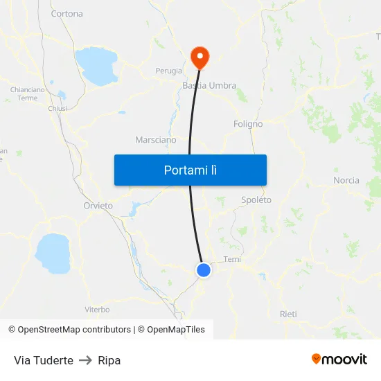 Via Tuderte to Ripa map