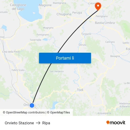 Orvieto Stazione to Ripa map