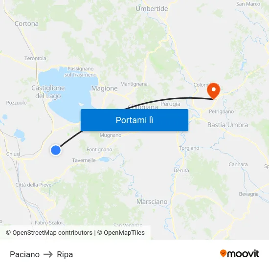 Paciano to Ripa map