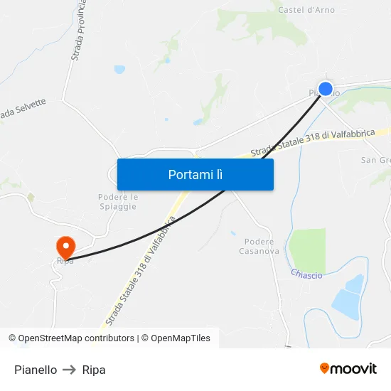 Pianello to Ripa map