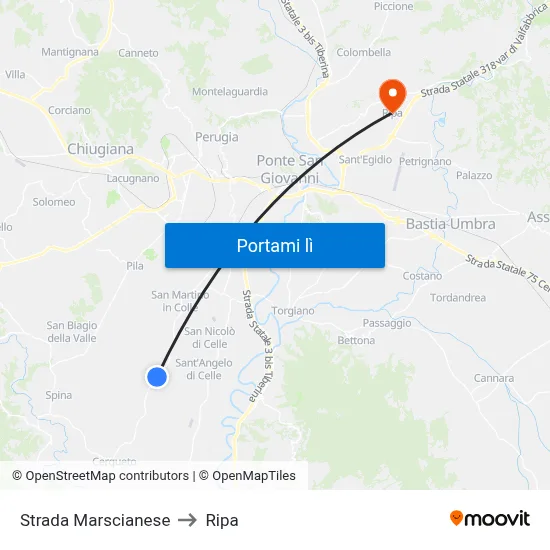 Strada Marscianese to Ripa map