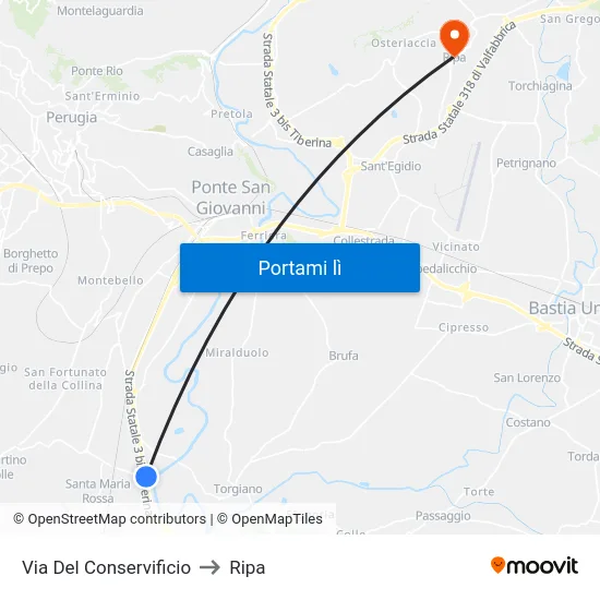 Via Del Conservificio to Ripa map