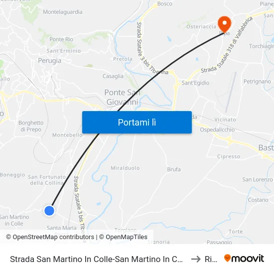 Strada San Martino In Colle-San Martino In Campo to Ripa map