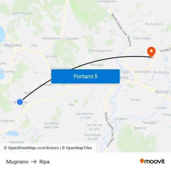 Mugnano to Ripa map
