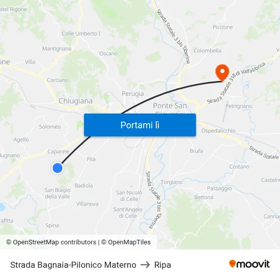 Strada Bagnaia-Pilonico Materno to Ripa map