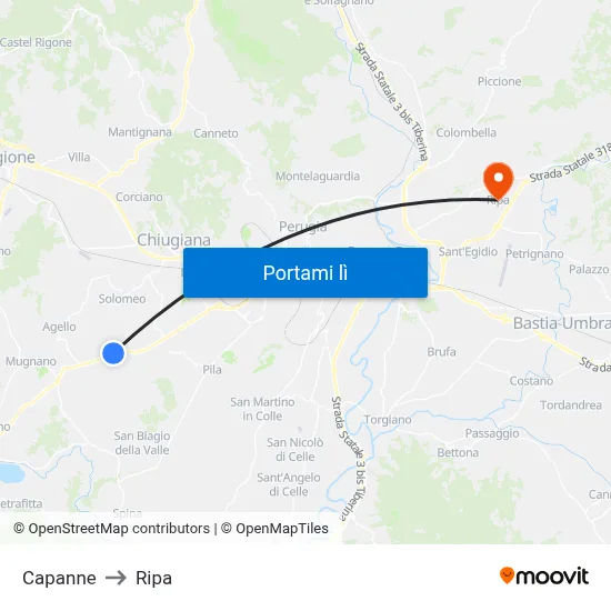 Capanne to Ripa map