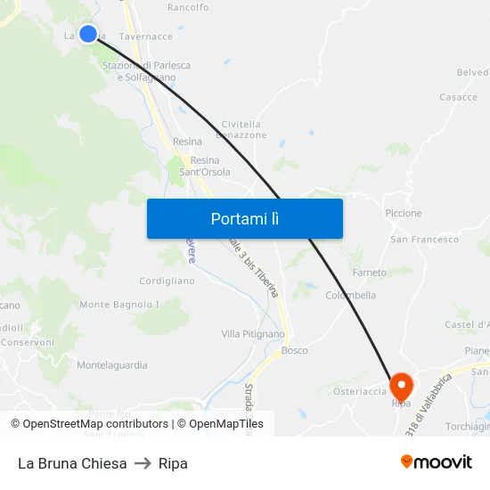 La Bruna Chiesa to Ripa map