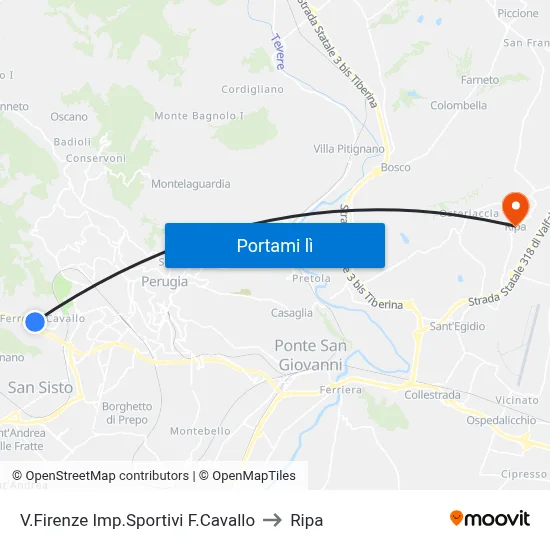V.Firenze Imp.Sportivi F.Cavallo to Ripa map