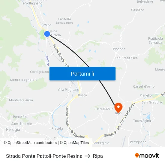 Strada Ponte Pattoli-Ponte Resina to Ripa map