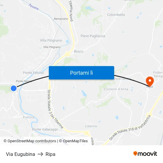 Via Eugubina to Ripa map