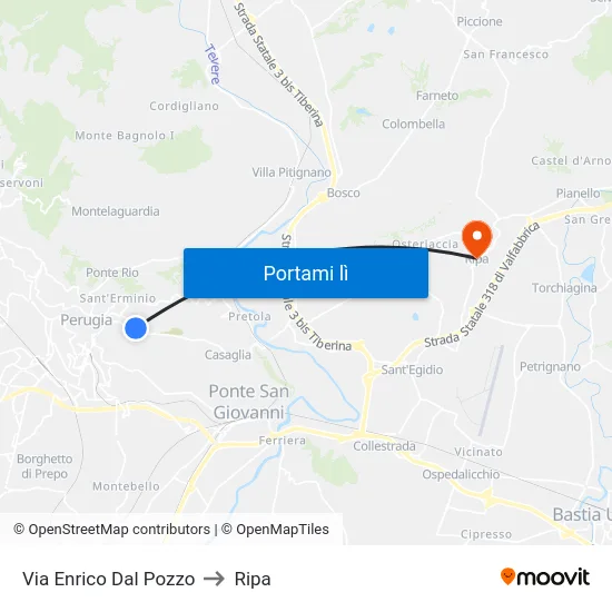 Via Enrico Dal Pozzo to Ripa map