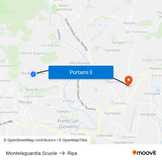 Montelaguardia Scuole to Ripa map