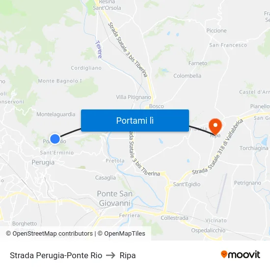 Strada Perugia-Ponte Rio to Ripa map