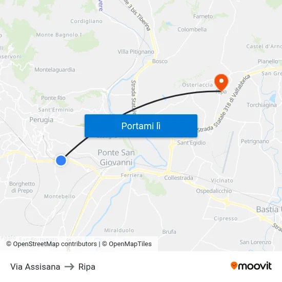 Via Assisana to Ripa map