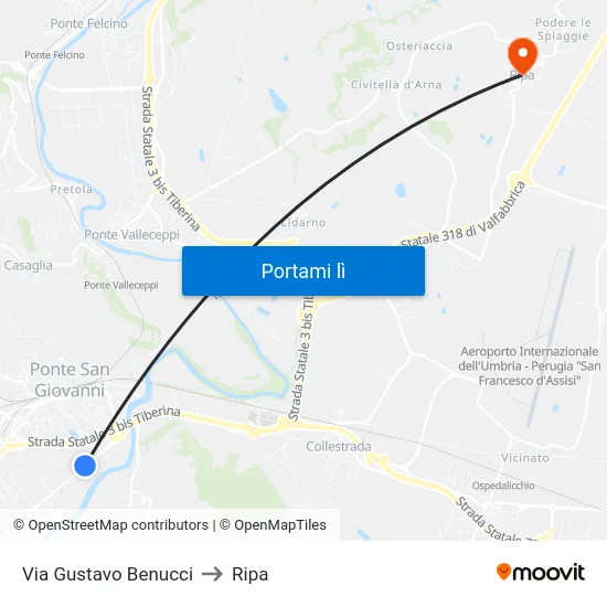 Via Gustavo Benucci to Ripa map