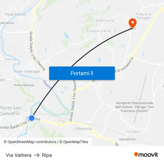 Via Valtiera to Ripa map