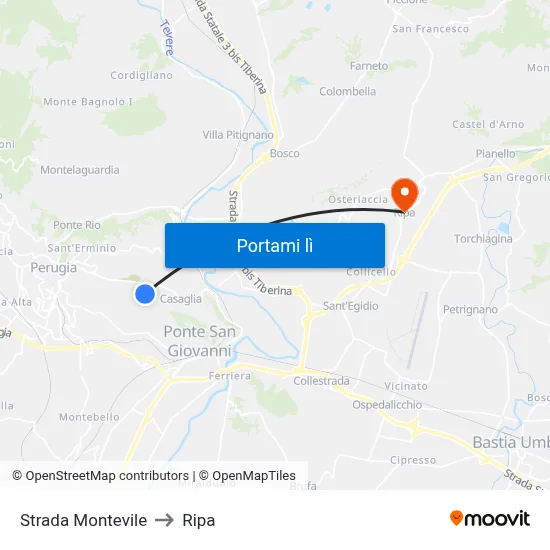 Strada Montevile to Ripa map