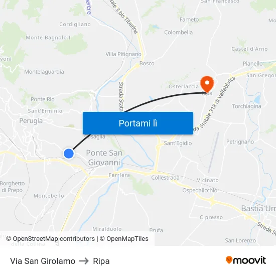 Via San Girolamo to Ripa map