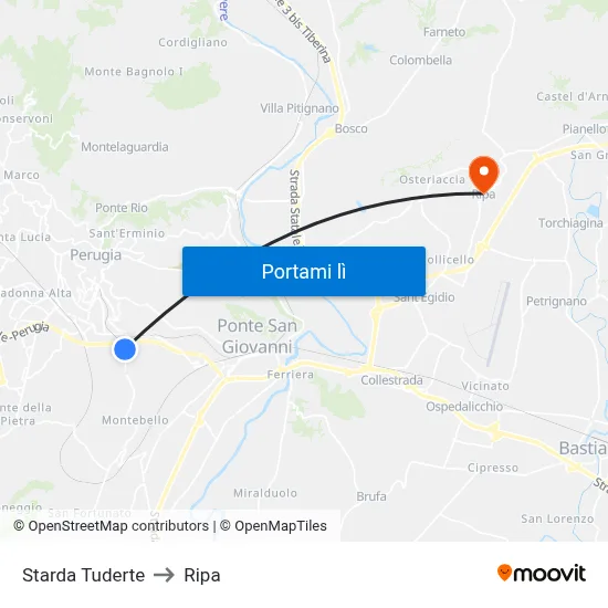 Starda Tuderte to Ripa map