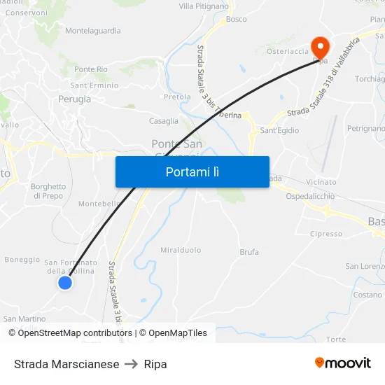 Strada Marscianese to Ripa map