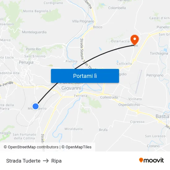 Strada Tuderte to Ripa map